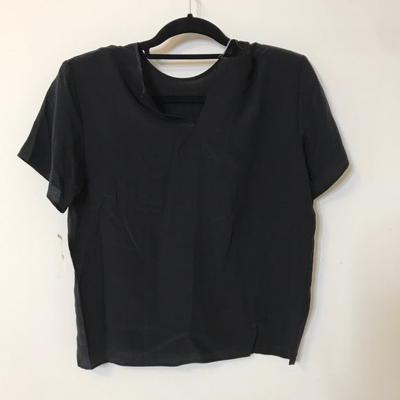 Clio Black 100% Silk Short Sleeve Blouse S NWT - Picture 2 of 7
